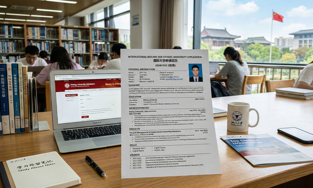 International resume sample for applying to China