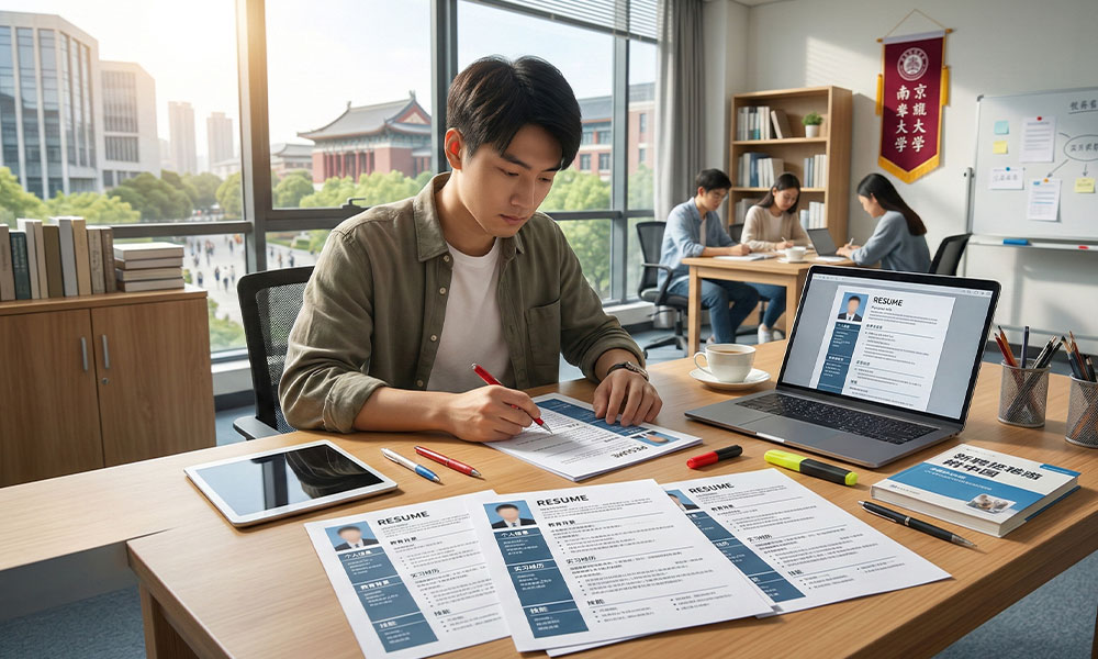 Standard resume structure for a university in China